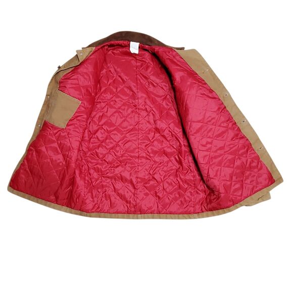 Carhartt Mens Sz 44T 6QCLT Red Quilt Lined Chore Barn Jacket Duck Brown USA - Picture 6 of 11